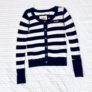 Hollister Sweaters | Navy Blue \u0026 White Striped Cardigan | Color: Blue/White | Size: Xs | Ashkgar's Closet